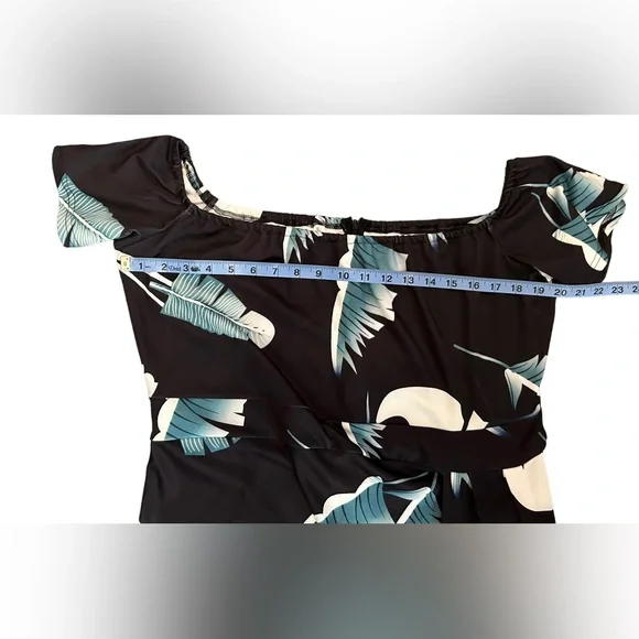 Plus size Casual Shoulder Floral tropical Print Ruched High Slit Dresses 2X NWOT - Picture 7 of 11